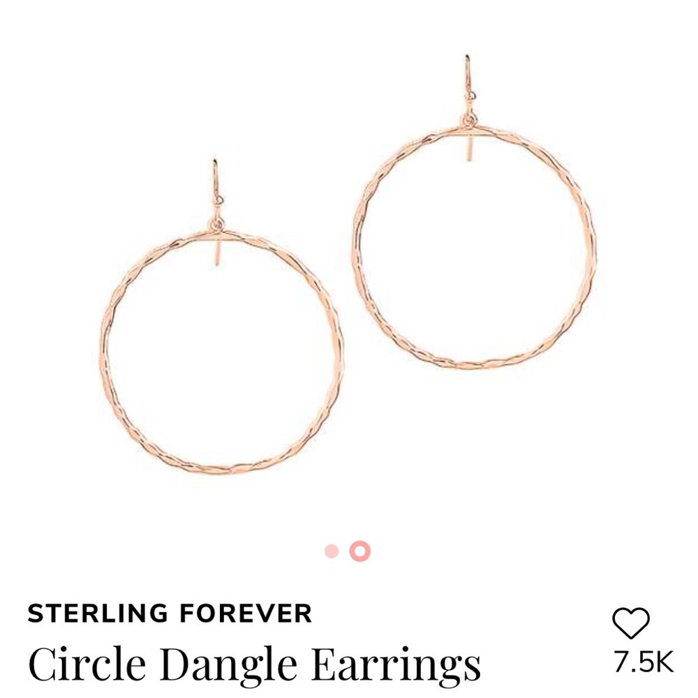 Gold colored hanging hoop earrings - Picture 6 of 6